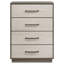 Commode haute Fene, 4 tiroirs de rangement, poignées en nickel, gris