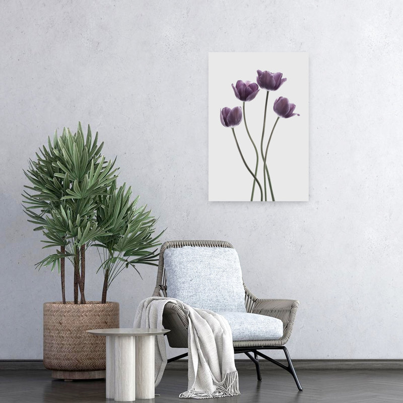 Tulipes mauves, art contemporain de tulipes, H 24 po x l 16 po