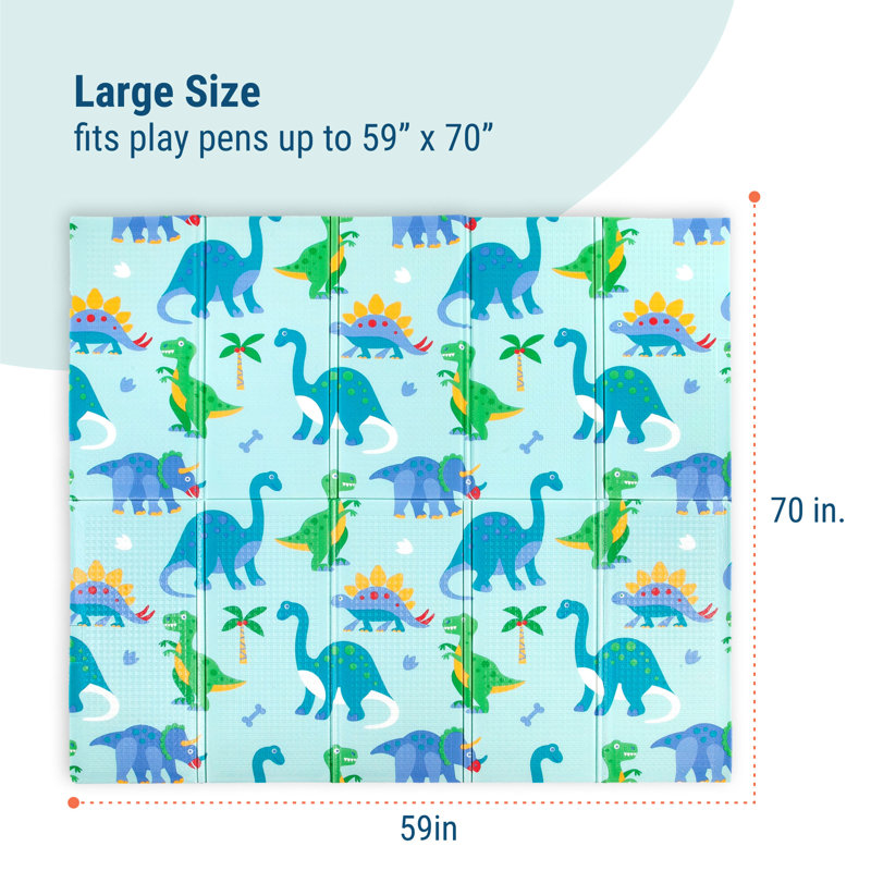 Tapis de jeu pliable en mousse Wildkin, Bleu / terre de dinosaure