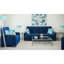 Canapé-lit rembourré avec rangement en microfibre bleue - Bois convertible d'aspect moderne avec garniture pour le confort
