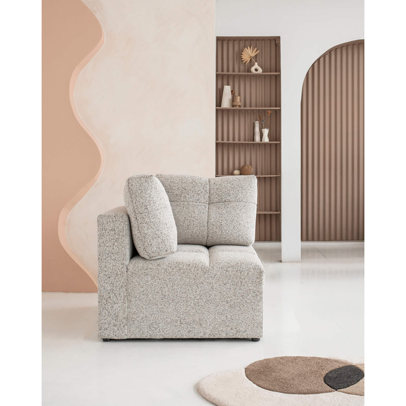 Lulu Upholstered Corner Chair, Light Gray