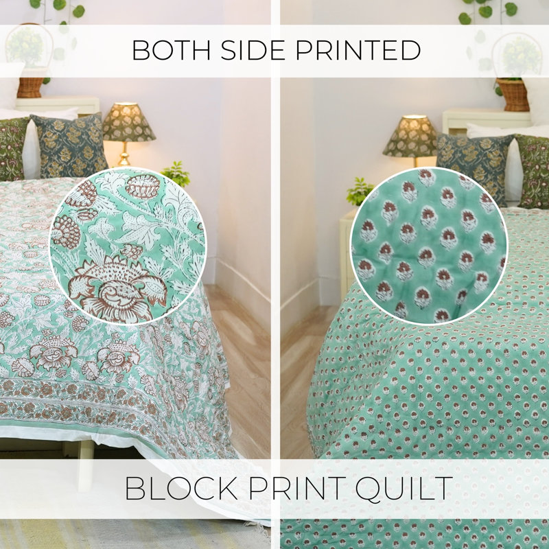 Literie bohème de luxe à motif floral en tissu imprimé Fab Fabine pour chambre et canapé, King Us, Bleu/blanc/rose