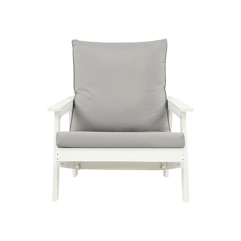 Hips Garden Armchair With Cushion, White/Grey, All Long-Lasting Wood Grain Finish Outdoor Armchair, White, Lightweight And Movable Frame