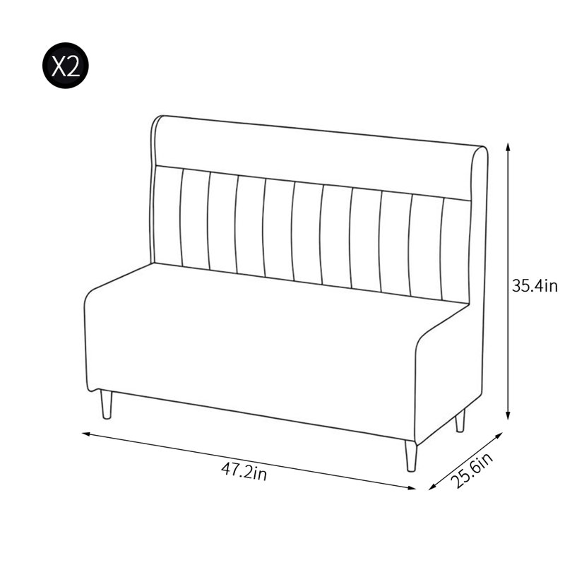 Banc rembourré en similicuir Light Luxury Cafe, Orange