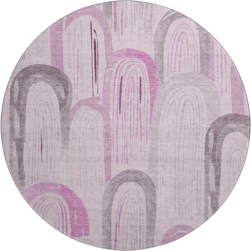 Premium Machine Washable Harjo AMF1588 Geometric Rug, Round 8'