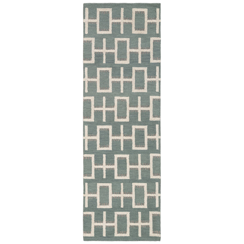 Tapis rectangulaire en laine Elsey, Tapis de couloir 2 pi 6 po x 8 pi