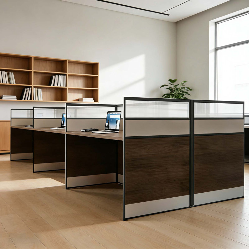 Bureau rectangulaire 6 personnes avec poste de travail avec banc