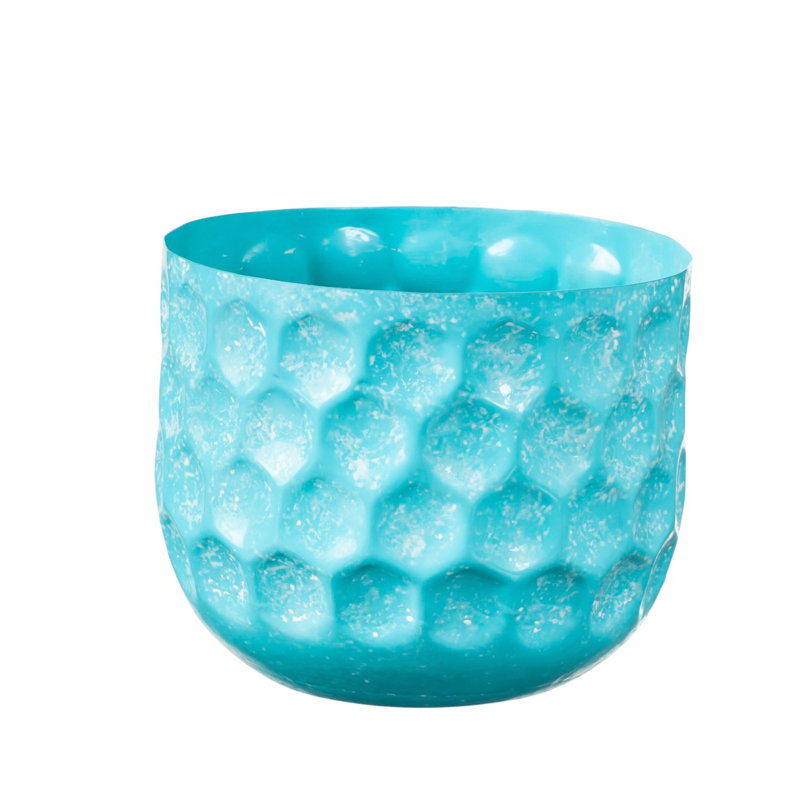 Ajalon Metal Pot Planter, Light Blue