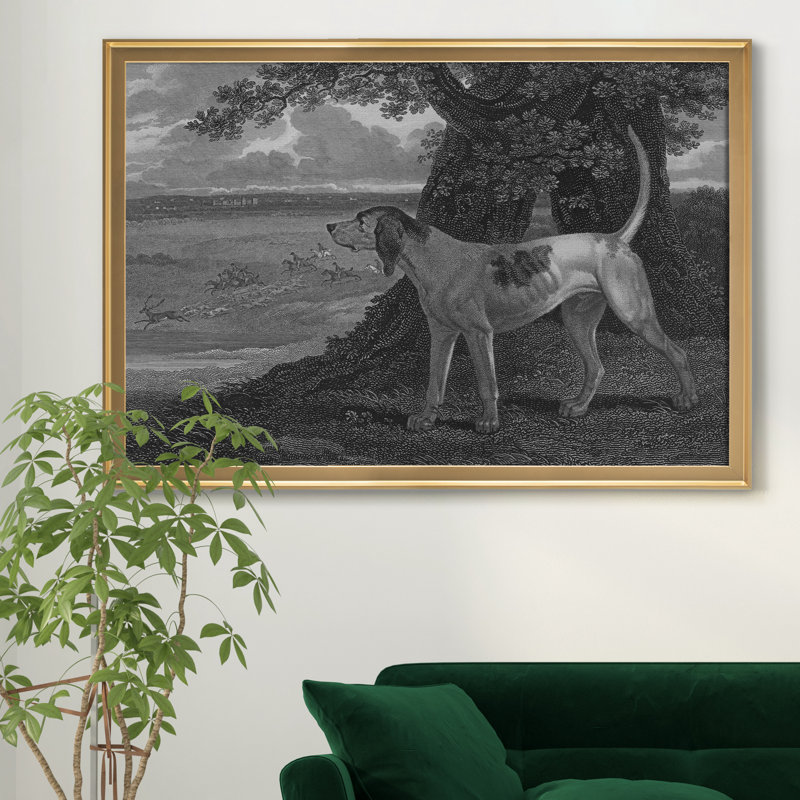 Chien de cerf - reproduction de cadre photo sur toile, Doré, H 26,5 po x l 36,5 po x P 1,5 po