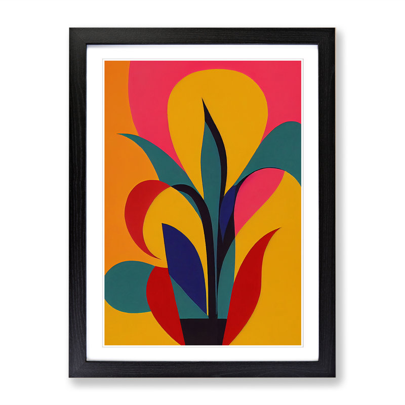 Tulip Flower Abstract Vol.1 - Single Picture Frame Print, 46cm H x 34cm W x 2cm D, Walnut