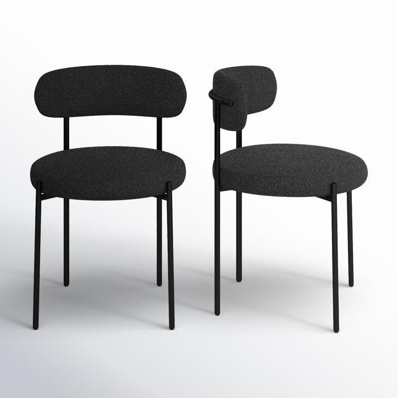 Chaise d'appoint Sherwood, Bouclé noir, Noir mat