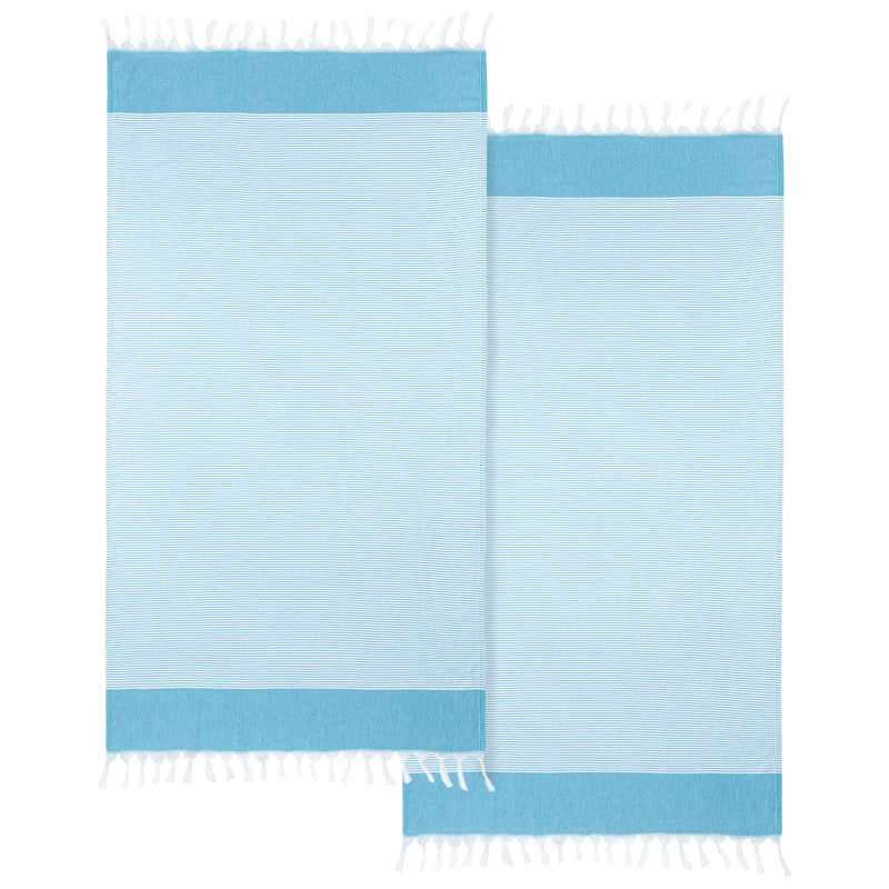  Ensemble de 2 serviettes en coton turc, Turquoise
