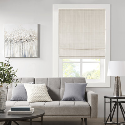 Galen Ivory Basketweave Cordless Room Darkening Single 29x64" Roman Shade