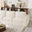 Large fauteuil moelleux à dossier simple en velours côtelé-1719302583