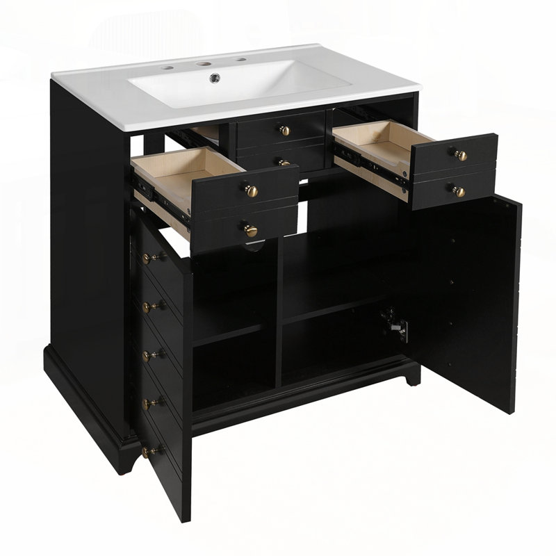 Meuble-lavabo autoportant avec rangement abondant et conception durable