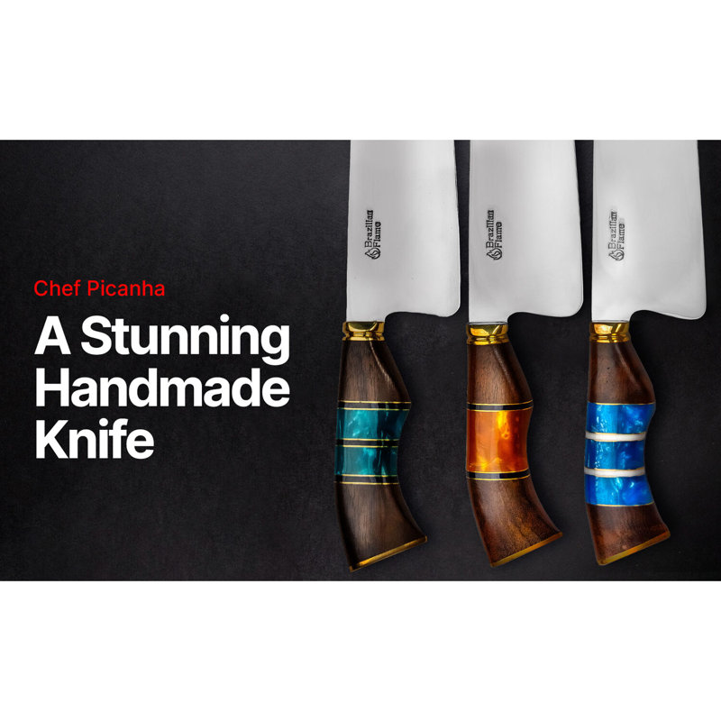 Brazilian Flame 10'' Green Stainless Steel Chef's Knife with Imbuia Wood Handle