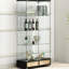 Armoire antique à assemblage rapide, présentoir en verre à 2 portes avec 4 tablettes, noir et naturel, éclairage à DEL de 13 couleurs, pour armoire à vin, présentoir à tablettes, petit salon-926544423