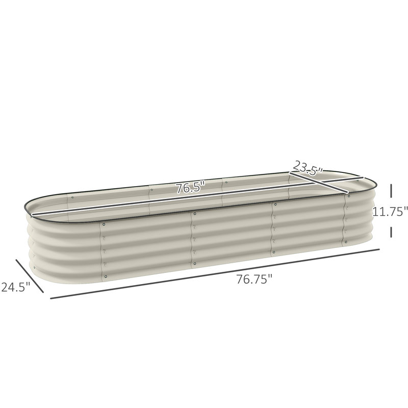 6.4' X 2' X 1' Galvanized Raised Garden Bed Kit, Outdoor Metal Elevated Planter Box With Safety Edging, Easy DIY Stock Tank For Growing Flowers, Herbs & Vegetables