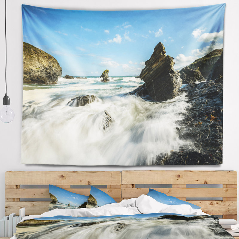 Tapisserie seascape rugissant atlantique côte atlantique, H 32 po x l 39 po