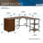 L-Shape Home Office Two Tone Desk With Storage, Walnut