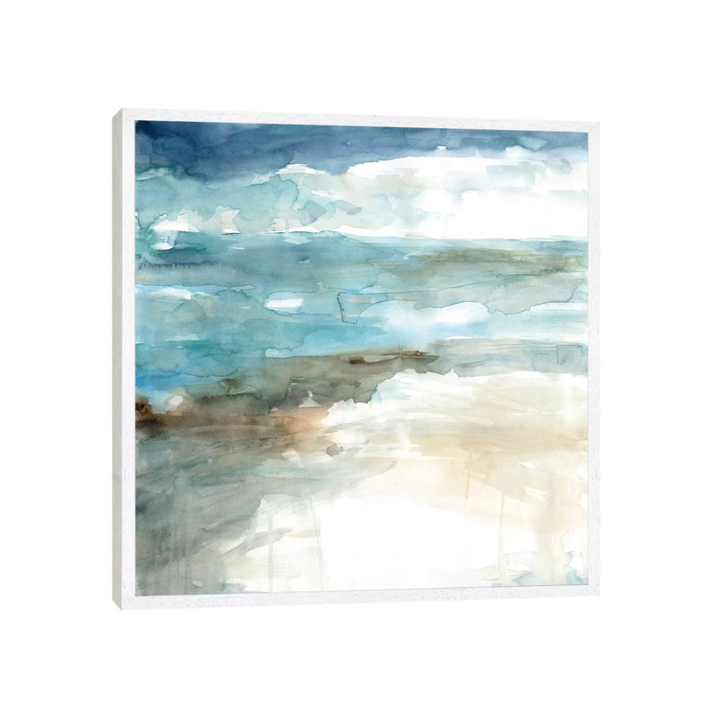Shimmering Sea And Shore by Carol Robinson - Painting on Canvas, 93.98 cm H x 93.98 cm W, White Framed