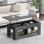 Table basse à plateau relevable, table basse extensible avec rangement dissimulé, convertible en bureau d'ordinateur portable ou en table de salle à manger pour le salon, le bureau personnel, petits espaces - Table de centre moderne en bois avec mécanisme à ressort à gaz, noir