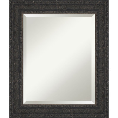 Attic Aged Beveled Wood Framed Bathroom Vanity Wall Mirror