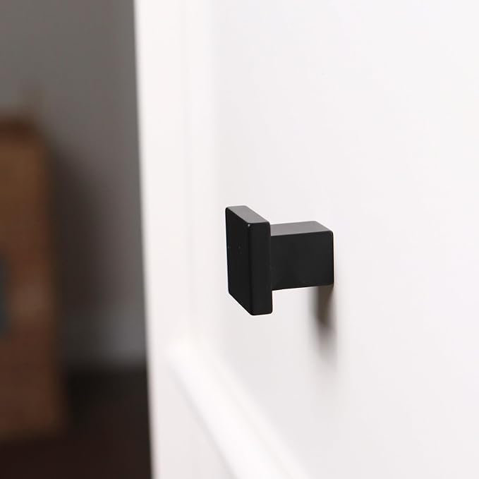 ROUS Hardware Art Deco Square Knob, Charcoal (Black)
