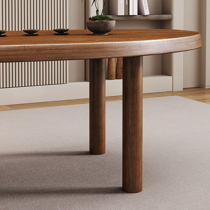 Table de salle à manger en bois massif brun ovale, H 29,53 po x l 27,56 po x L 62,99 po