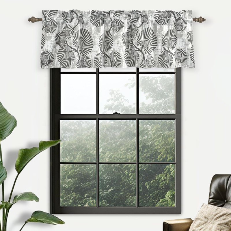 Luca Floral Tailored Window Valance, Gray