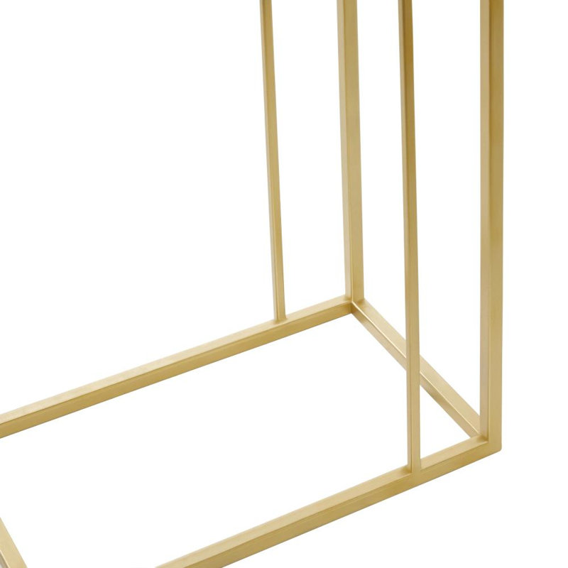 Metal side table with transparent glass top