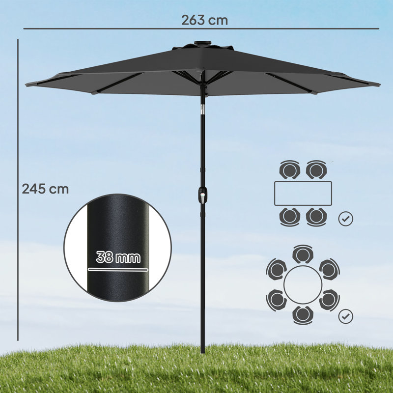 263cm Market Parasol, Black