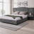 Cocoon Queen Size Upholstered Bed Frame with Velvet Headboard, Vertical Stripe & Button Design, Integrated Bedside Table & Adjustable Lamps, Modern Platform Bed - No Box Spring Needed-2004288350-2003282944