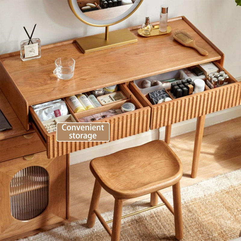 Coiffeuse avec miroir lumineux, 3 tiroirs, 1 chaise