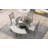 5-Piece Rustic Round Dining Table With 3 Upholstered Chairs & Curved Bench-1575973832