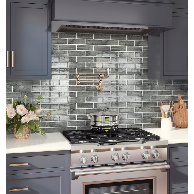 12" x 12" Glass Wood Look Mosaic Wall & Floor Tile