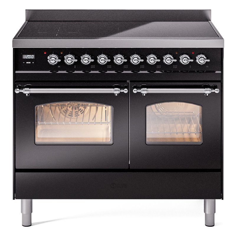 ILVE Nostalgie II 40 in Induction Range, Glossy Black/Chrome