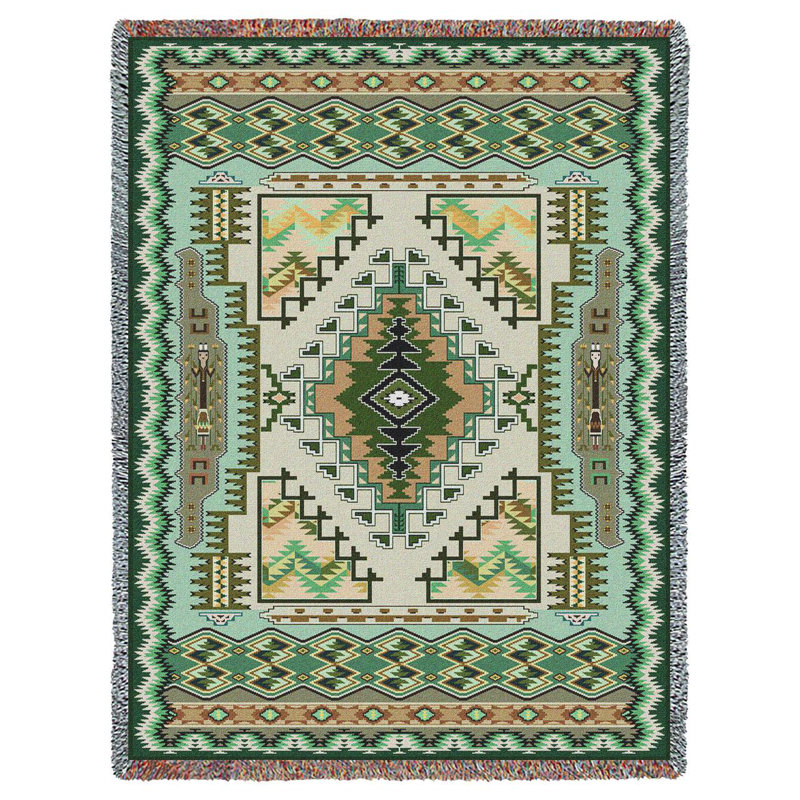 Couverture Pure Country Weavers Painted Hills Sage - Inspiration amérindienne du Sud-Ouest - Jeté en tapisserie tissée en coton - Fabriqué aux États-Unis (72 x 54)