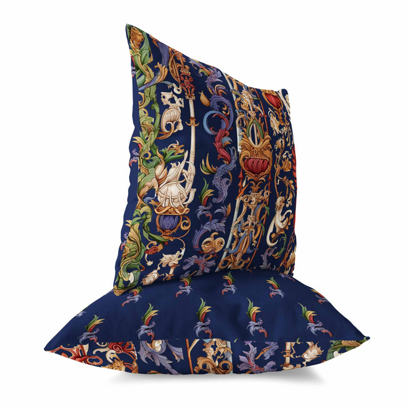 Flamewind Freesia Outdoor Reversible Throw Pillow, Blue/Red, 20" H x 20" W