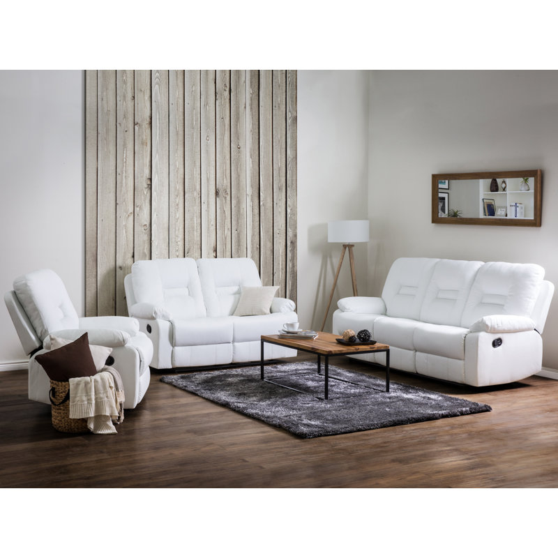 Wiegand 3 - Piece Faux Leather Living Room Set, White