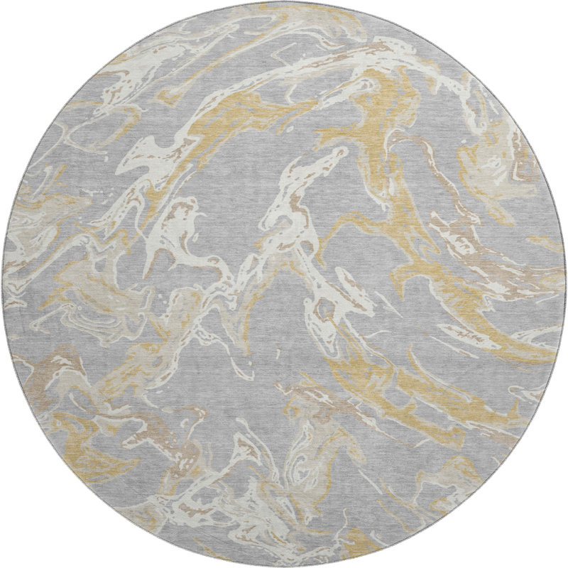 Premium Machine Washable Cossette AMF1035 Abstract Rug, Round 8'