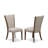 7 Piece Dining Set Consists of a Round Kitchen Table with Pedestal and 6 Light Tan Linen Fabric Parson Chairs, Antique Walnut-777856307