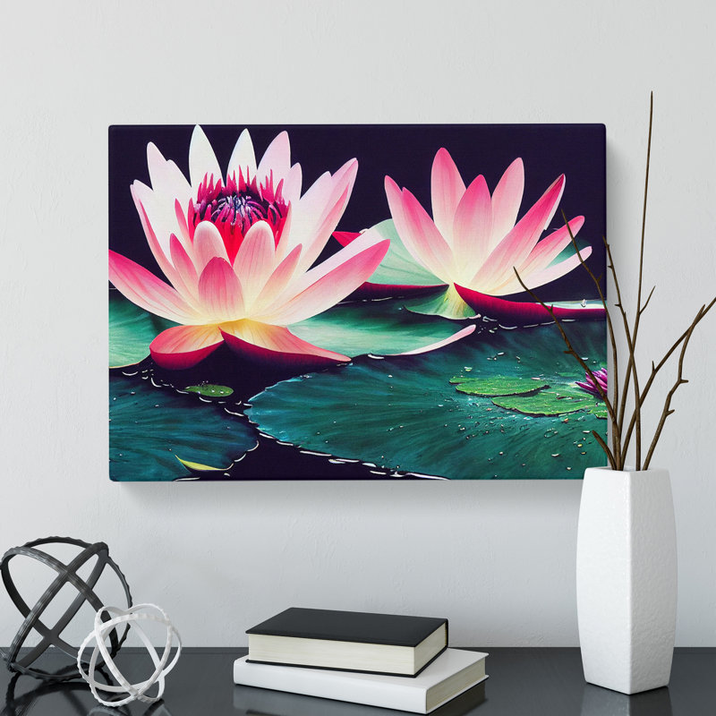Grand Water Lily Flowers - Wrapped Canvas, 35cm H x 50cm W x 3cm D