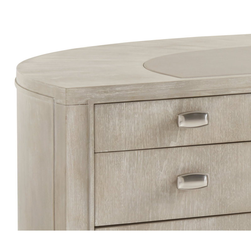 Transitional Greystone Dylan 62'' Cream Home Office Desk with Walnut Veneer