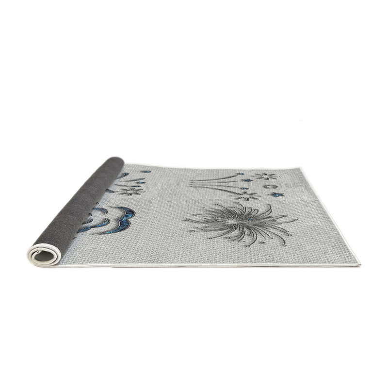 Tapis gris/zone noire à motifs, Rond 3 pi
