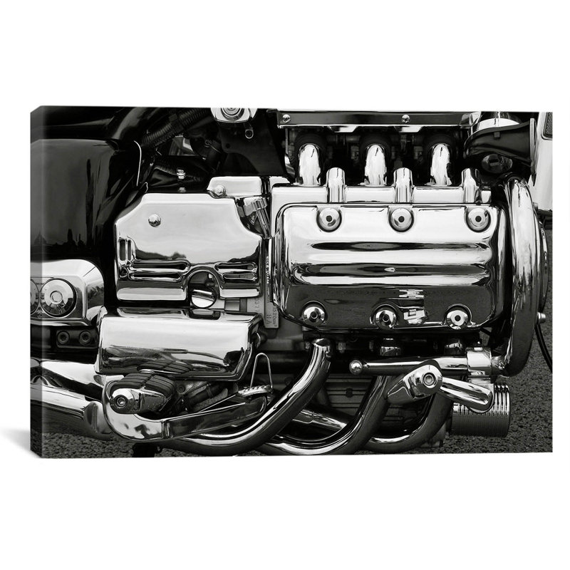 «Engine Grayscale» par Lyall, reproduction de photo sur toile, H 18 po x l 26 po x P 1,5 po, Toile tendue, Pas de tapis