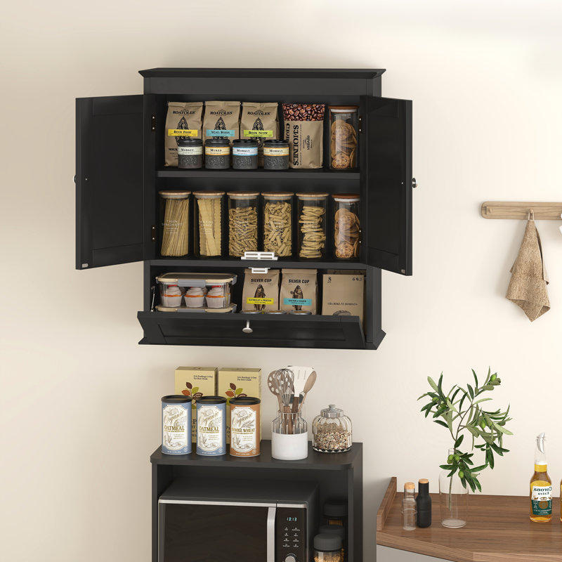 Medicine Cabinet Bathroom Wall Cabinet with Adjustable Shelf, Black