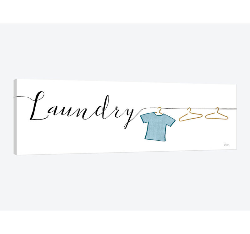«Wash And Dry I», art textuel sur toile tendue, H 16 po x l 48 po x P 1,5 po, Toile tendue