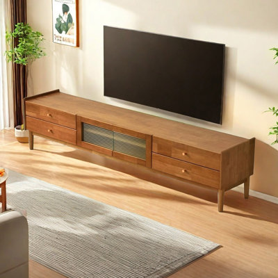 Solid Wood TV Stand Ample Storage Elegance