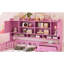 Lit simple en bois avec bureau productif, chaise harmonieuse et bibliothèque intégrée, bibliothèque glamour rose-500052300